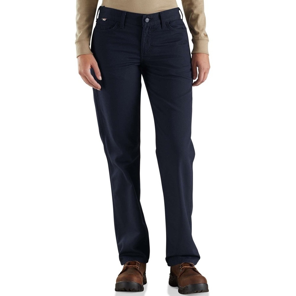 NWT Carhartt Women's Flame Resistant Rugged Flex Canvas Pant - Navy 16 Regular